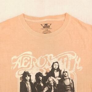 Aerosmith Band Casual Crew Neck Graphic T-Shirt Adult Mens Size Large L Tan
